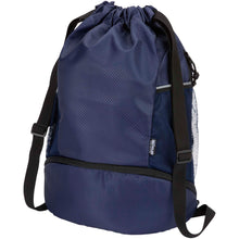 Load image into Gallery viewer, Varyon GRS recycled sports drawstring bag with bottom compartment 18L — Navy