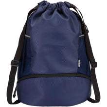 Load image into Gallery viewer, Varyon GRS recycled sports drawstring bag with bottom compartment 18L — Navy (front)