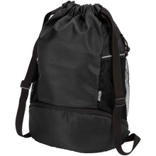 Load image into Gallery viewer, Varyon GRS recycled sports drawstring bag with bottom compartment 18L — Black