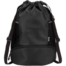 Load image into Gallery viewer, Varyon GRS recycled sports drawstring bag with bottom compartment 18L — Black (front)