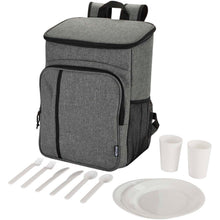 Load image into Gallery viewer, Tundra GRS recycled picnic cooler backpack with cutlery set 20L — Heather grey (detail)