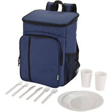 Load image into Gallery viewer, Tundra GRS recycled picnic cooler backpack with cutlery set 20L — Heather navy (detail)
