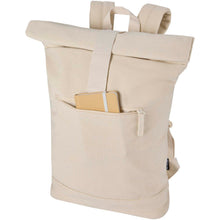 Load image into Gallery viewer, Recanvas 14” GRS recycled rolltop backpack 16L — Sandstone (detail)