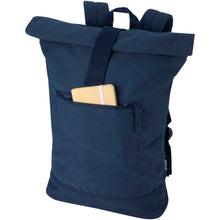 Load image into Gallery viewer, Recanvas 14” GRS recycled rolltop backpack 16L — Navy (detail)