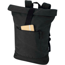 Load image into Gallery viewer, Recanvas 14” GRS recycled rolltop backpack 16L — Black (detail)