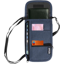 Load image into Gallery viewer, Ross GRS recycled smart travel pouch — Heather navy (detail)