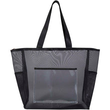 Load image into Gallery viewer, Mesh recycled tote bag 23L — Black (front)