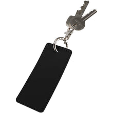 Load image into Gallery viewer, Resi Plus GRS recycled rectangle charm keychain — Black (detail)