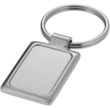 Load image into Gallery viewer, Sergio rectangular metal keychain — Silver (detail)