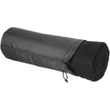 Load image into Gallery viewer, Huggy fleece plaid blanket with carry pouch 150x120 cm — Black