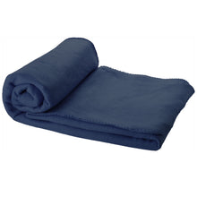 Load image into Gallery viewer, Huggy fleece plaid blanket with carry pouch 150x120 cm — Navy (detail)