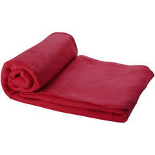 Load image into Gallery viewer, Huggy fleece plaid blanket with carry pouch 150x120 cm — Red (detail)