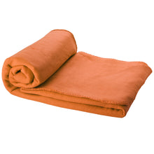 Load image into Gallery viewer, Huggy fleece plaid blanket with carry pouch 150x120 cm — Orange (detail)