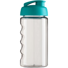 Load image into Gallery viewer, H2O Active® Bop 500 ml flip lid sport bottle — Transparent / Aqua blue (back)