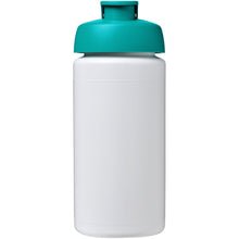 Load image into Gallery viewer, Baseline® Plus grip 500 ml flip lid sport bottle — White / Aqua (front)