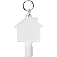 Load image into Gallery viewer, Maximilian house-shaped recycled utility key keychain — White (front)