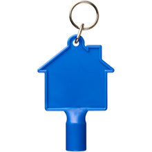Load image into Gallery viewer, Maximilian house-shaped recycled utility key keychain — Blue (front)