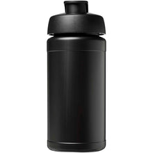 Load image into Gallery viewer, Baseline Rise 500 ml sport bottle with flip lid — Black / Black (front)
