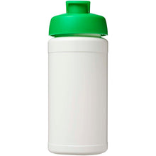 Load image into Gallery viewer, Baseline Rise 500 ml sport bottle with flip lid — White / Green (front)