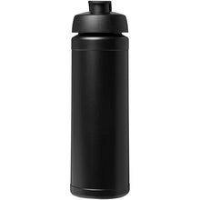 Load image into Gallery viewer, Baseline Rise 750 ml sport bottle with flip lid — Black / Black (front)