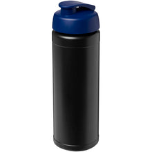 Load image into Gallery viewer, Baseline Rise 750 ml sport bottle with flip lid — Black / Blue (detail)