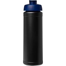 Load image into Gallery viewer, Baseline Rise 750 ml sport bottle with flip lid — Black / Blue (front)