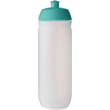 Load image into Gallery viewer, HydroFlex™ Clear 750 ml squeezy sport bottle — Aqua blue / Frosted Clear (front)