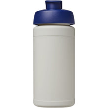 Load image into Gallery viewer, Baseline 500 ml recycled sport bottle with flip lid — Natural / Blue (front)