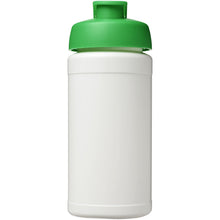 Load image into Gallery viewer, Baseline 500 ml recycled sport bottle with flip lid — White / Green (front)