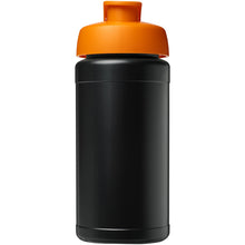 Load image into Gallery viewer, Baseline 500 ml recycled sport bottle with flip lid — Black / Orange (front)