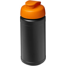 Load image into Gallery viewer, Baseline 500 ml recycled sport bottle with flip lid — Black / Orange