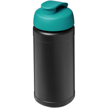 Load image into Gallery viewer, Baseline 500 ml recycled sport bottle with flip lid — Black / Aqua