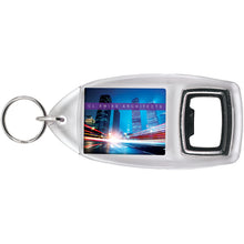 Load image into Gallery viewer, Jibe R1 bottle opener keychain — Transparent clear (detail)