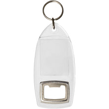 Load image into Gallery viewer, Jibe R1 bottle opener keychain — Transparent clear (front)
