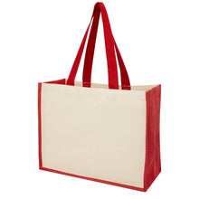 Load image into Gallery viewer, Varai 320 g/m² canvas and jute shopping tote bag 23L — Red