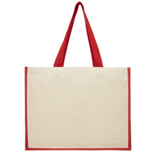 Load image into Gallery viewer, Varai 320 g/m² canvas and jute shopping tote bag 23L — Red (back)