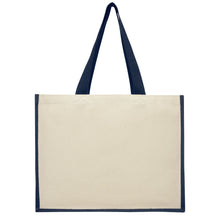 Load image into Gallery viewer, Varai 320 g/m² canvas and jute shopping tote bag 23L — Navy (back)