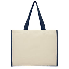 Load image into Gallery viewer, Varai 320 g/m² canvas and jute shopping tote bag 23L — Navy (front)