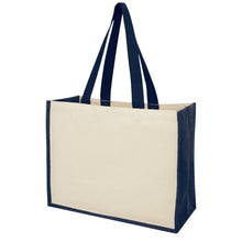 Load image into Gallery viewer, Varai 320 g/m² canvas and jute shopping tote bag 23L — Navy