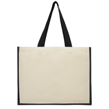 Load image into Gallery viewer, Varai 320 g/m² canvas and jute shopping tote bag 23L — Black (back)