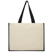 Load image into Gallery viewer, Varai 320 g/m² canvas and jute shopping tote bag 23L — Black (front)
