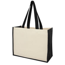 Load image into Gallery viewer, Varai 320 g/m² canvas and jute shopping tote bag 23L — Black