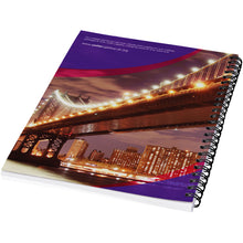Load image into Gallery viewer, Desk-Mate® A4 spiral notebook with printed back cover — Black / White (back)