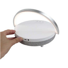Load image into Gallery viewer, Prixton 4-in-1 10W Bluetooth® speaker with LED light and wireless charging base — White (detail 2)