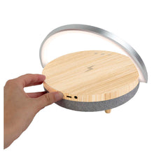 Load image into Gallery viewer, Prixton 4-in-1 10W Bluetooth® speaker with LED light and wireless charging base — Wood (detail 2)