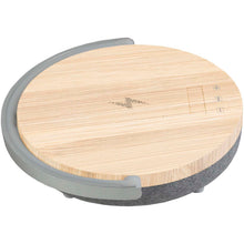 Load image into Gallery viewer, Prixton 4-in-1 10W Bluetooth® speaker with LED light and wireless charging base — Wood (front)