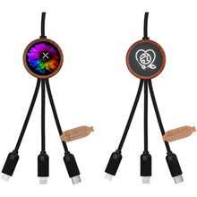 Load image into Gallery viewer, SCX.design C37 40W 5-in-1 rPET light-up logo charging cable with round wooden casing — Wood
