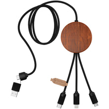 Load image into Gallery viewer, SCX.design C40 5-in-1 rPET light-up logo charging cable and 10W charging pad — Wood (back)
