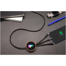 Load image into Gallery viewer, SCX.design C40 5-in-1 rPET light-up logo charging cable and 10W charging pad — lifestyle