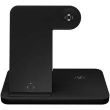 Load image into Gallery viewer, SCX.design W28 3-in-1 wireless charging base with phone stand — Black (front)